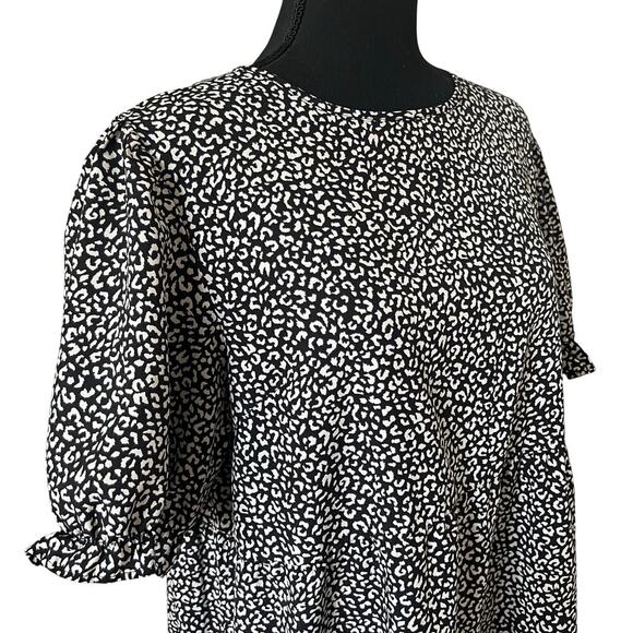 Prettygarden Flutter Sleeve Animal Print Spring Dress Black White XL Cottagecore - Picture 4 of 10